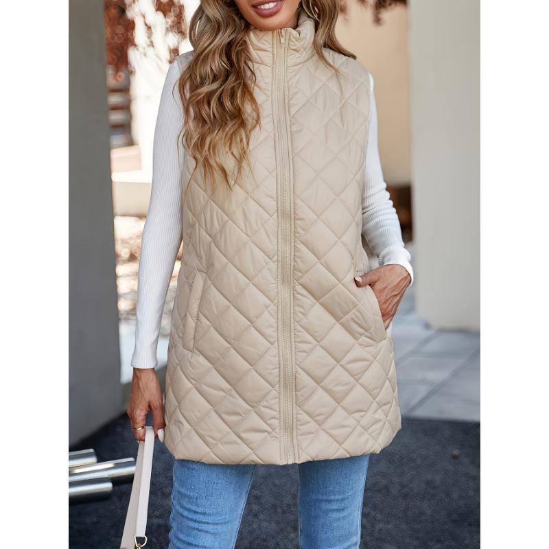 Vibrant Quilted Slant Pocket Sleeveless Winter Vest for Women - Stylish Outwear with Warm Insulation and Versatile Design - Perfect for Cold Weather Activities coquette outfits