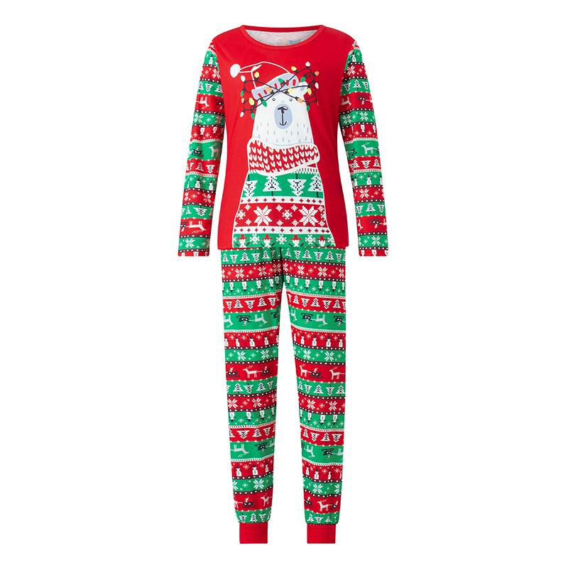 Matching Christmas Pajamas For Family, Long Sleeve Christmas Bear Print Tops Trousers Suit   Romper