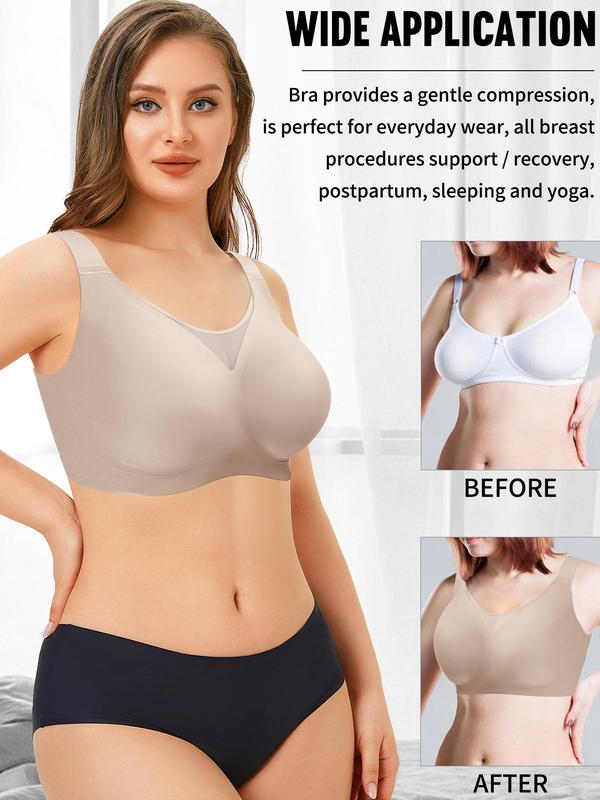 Women's Solid Contrast Mesh Wireless Bralette, Breathable Comfortable Bra for Daily Wear, Women's Lingerie for All Seasons