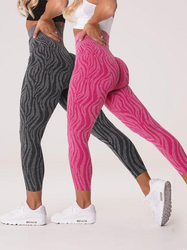 Women's Zebra Stripe Print High Waist Leggings, Casual Comfy Breathable Skinny Pants for Daily Wear, Ladies Bottoms for All Seasons