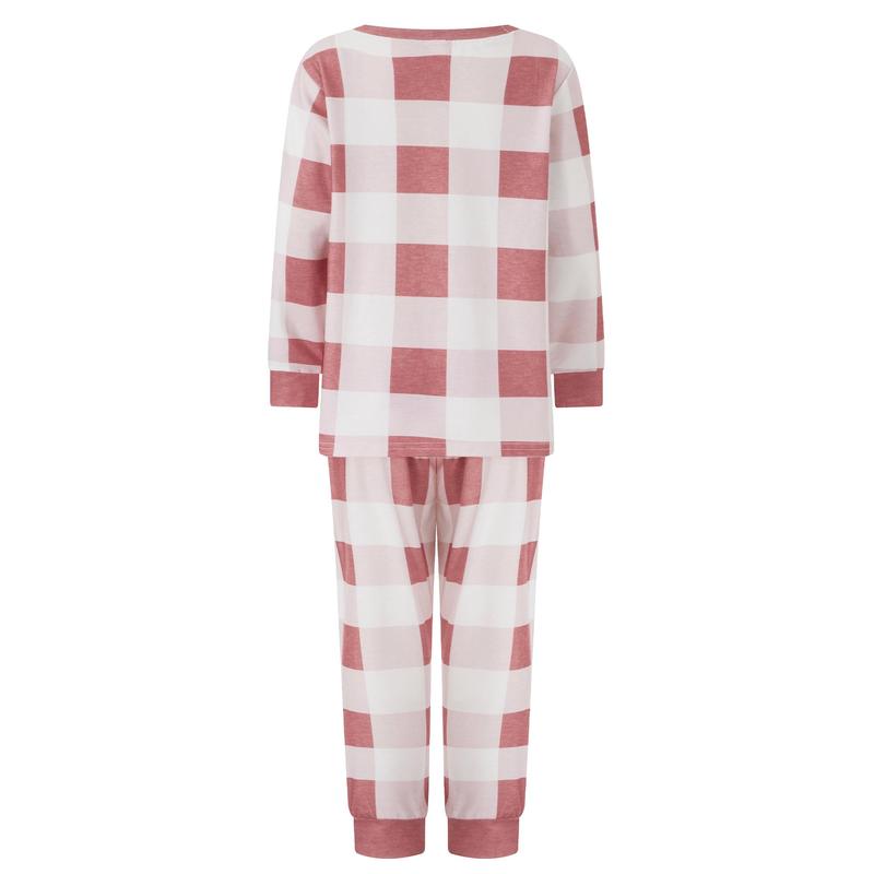 Family Pajamas Matching Set, Long Sleeve T-shirt with Pants Plaid Sleepwear Loungewear