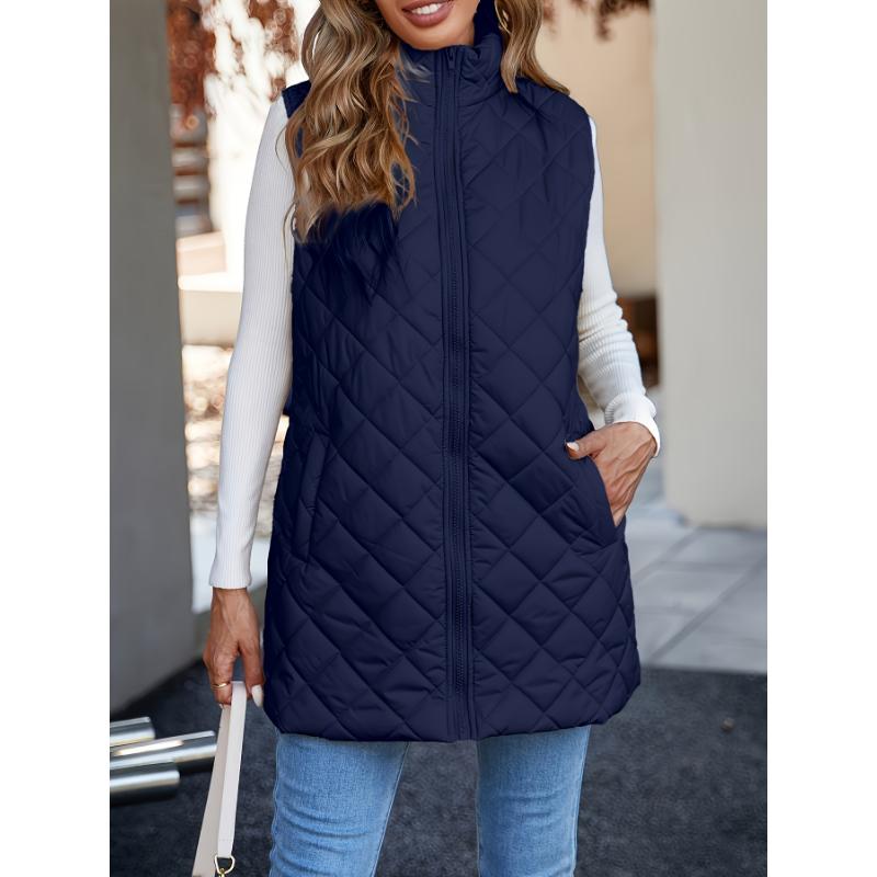 Vibrant Quilted Slant Pocket Sleeveless Winter Vest for Women - Stylish Outwear with Warm Insulation and Versatile Design - Perfect for Cold Weather Activities coquette outfits