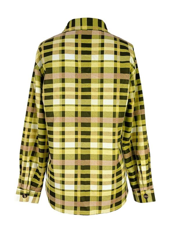 Women's Plaid Print Button Front Shirt, Casual Long Sleeve Pocket Collared Top for Spring & Fall, Women's Clothes for Daily Wear