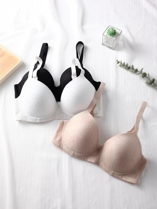 Women's Solid Color Adjustable Strap Push Up Bra, Basic Womenswear, Minimalist Soft Comfortable Breathable Lingerie Top for Lady Daily Wear, Lingerie for All Seasons