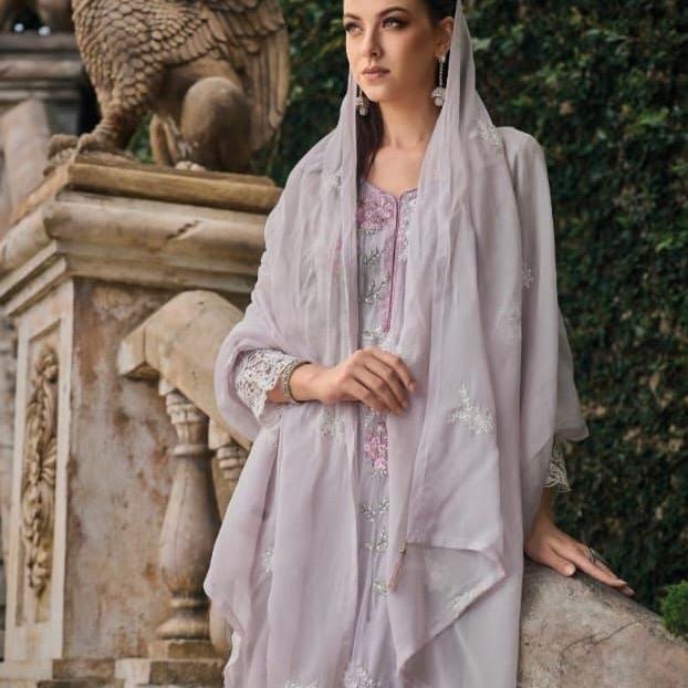 *Top -  Soft organza with fancy embroidery  work with  moti work & gpo lace* Traditional Womenswear Comfort Dress Outfit Silk