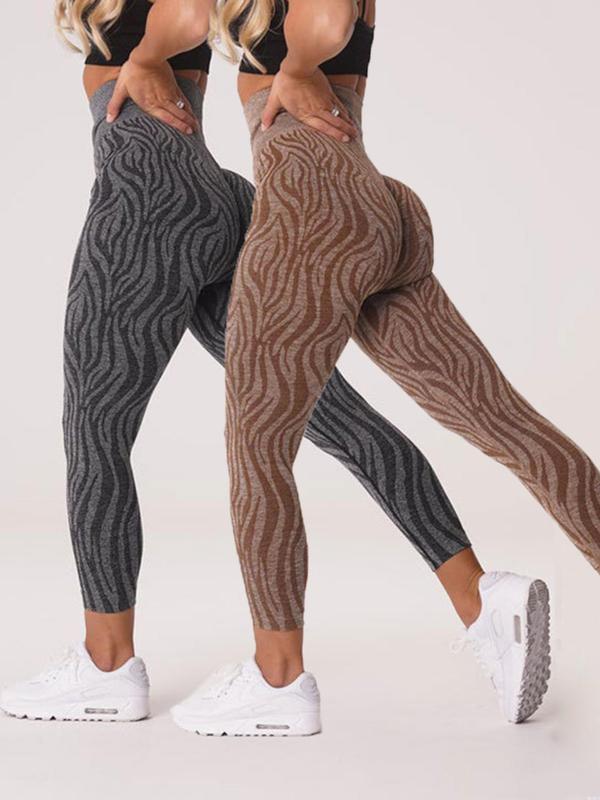 Women's Zebra Stripe Print High Waist Leggings, Casual Comfy Breathable Skinny Pants for Daily Wear, Ladies Bottoms for All Seasons