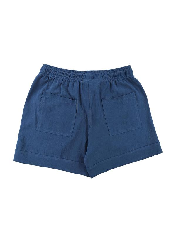 Women's Plain Drawstring Waist Shorts, Casual Pocket Shorts for Daily Wear, Ladies Bottoms for All Seasons