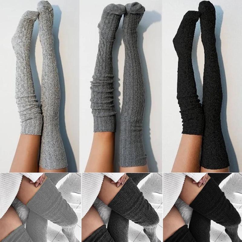 Women's 1 Pair Solid Color over the Knee Knit Socks, Preppy Style Thermal Winter Knee High Stocks, Thickened Warm Stocks, Gym Accessories