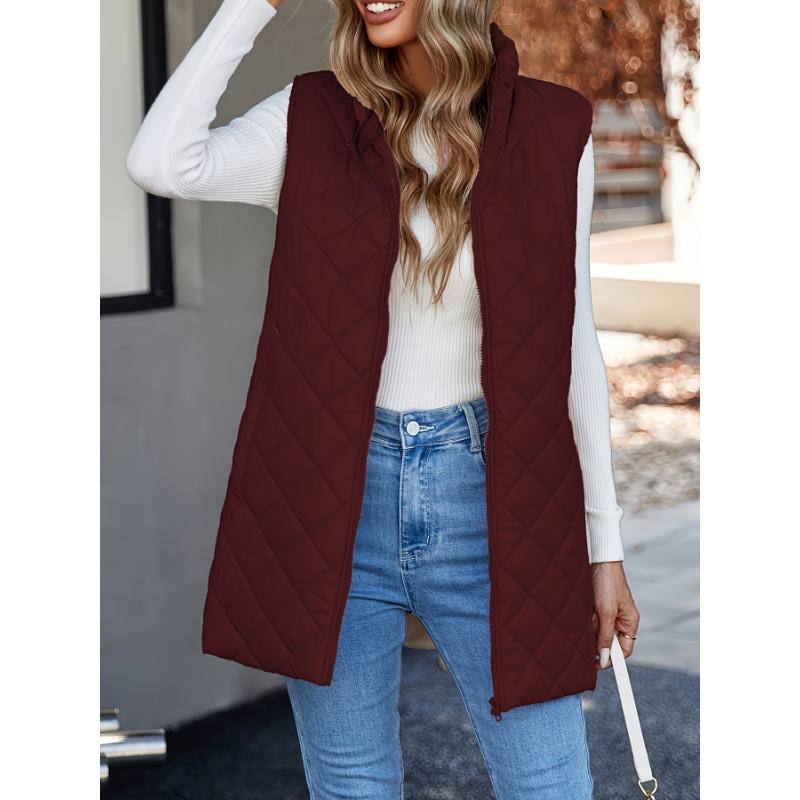 Vibrant Quilted Slant Pocket Sleeveless Winter Vest for Women - Stylish Outwear with Warm Insulation and Versatile Design - Perfect for Cold Weather Activities coquette outfits