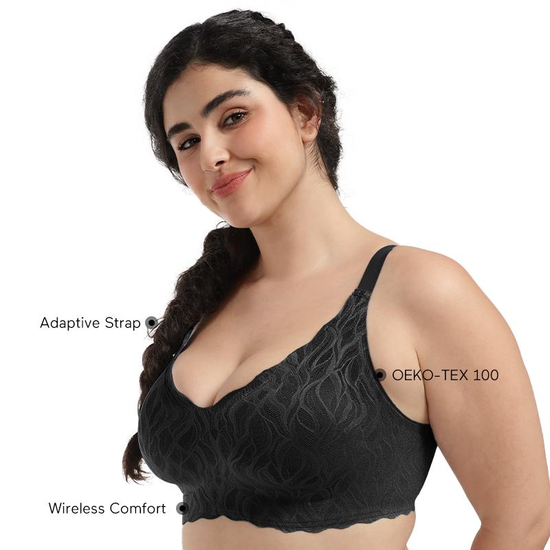 COMFELIE Women Seamless Bra Comfort No Underwire Bra with Support Classic Stretch, Lace Wireless Bra for Women EB042