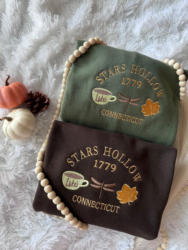 Embroidered Stars Hollow Unisex Fit Sweatshirt, Fall Women Clothing, Crewneck Sweater, Stylish & Comfortable Gifts for Her & Friends