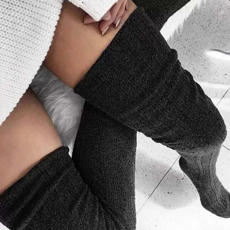 Women's 1 Pair Solid Color over the Knee Knit Socks, Preppy Style Thermal Winter Knee High Stocks, Thickened Warm Stocks, Gym Accessories