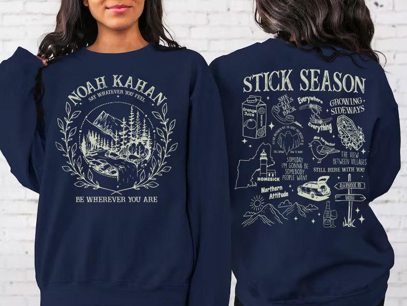 Vintage Stick Season Tour Sweatshirt Noah Kahan Shirt Noah Kahan Shirt Country Music  Stylish T-shirts, Comfy Crewnecks, and Warm Hoodies for All Cotton Womenswear