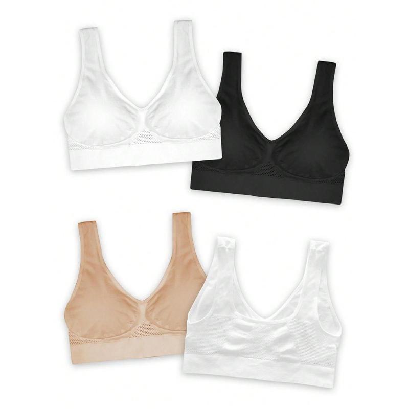 4-Pack Women's Seamless Wireless Cooling Unpadded Comfort Bra