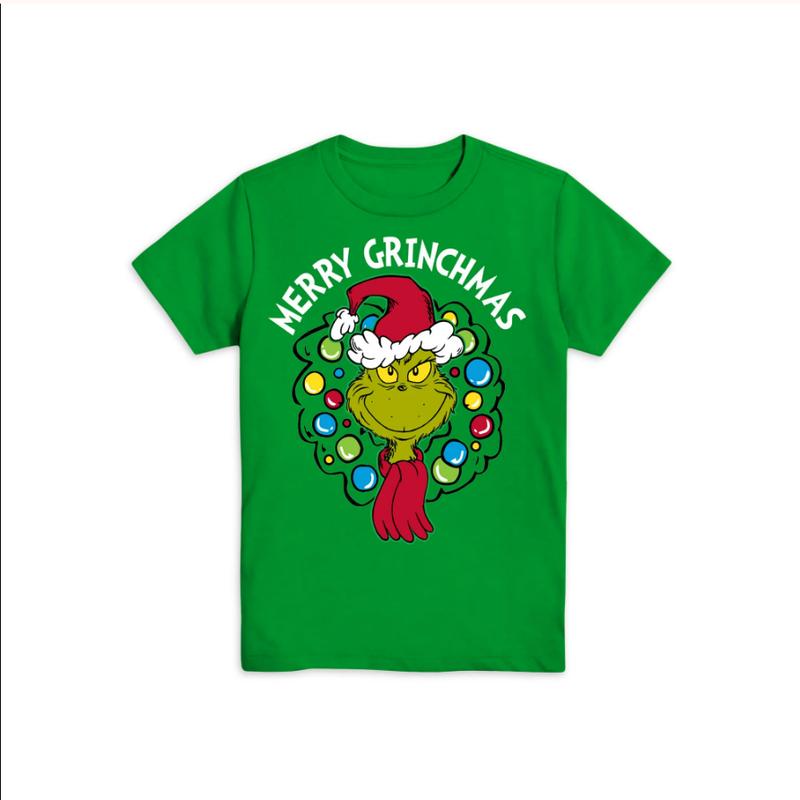 Dr.Seuss The Grinchmas Boys Holiday Graphic Casual Crew Neck Short Sleeve T-shir for youth and adult, Family Christmas shirt