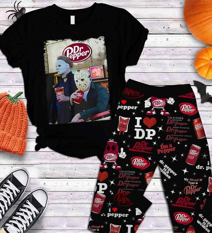 Dr Pepper Pajamas Set, Horor Movie Shirt, Diet Dr Pepper Pajamas, Micheal Myers Pajamas, Jason Voorhees Women Pajamas, Treat Or Trick, Holiday Pajamas, pajamas, sleepwear, family uniforms, holiday wear, Clothing