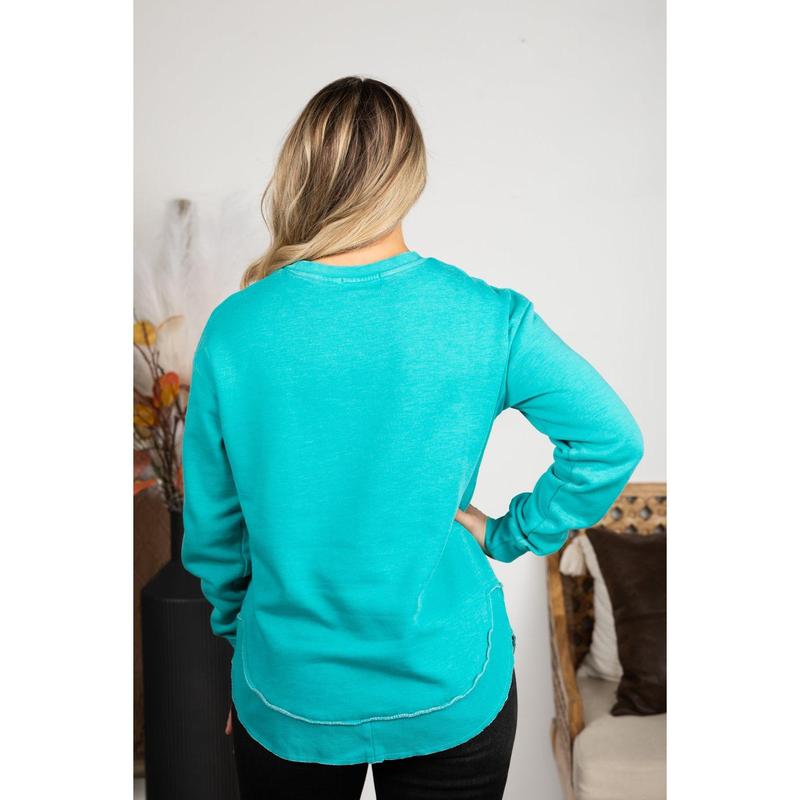 Pigment Dyed Cozy Campfire Round Hem Sweatshirt