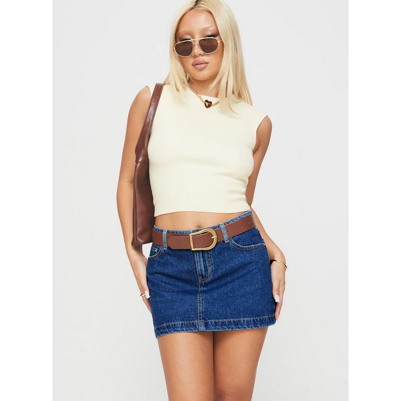 Nickei Denim Mini Skirt Mid Wash Lower Impact