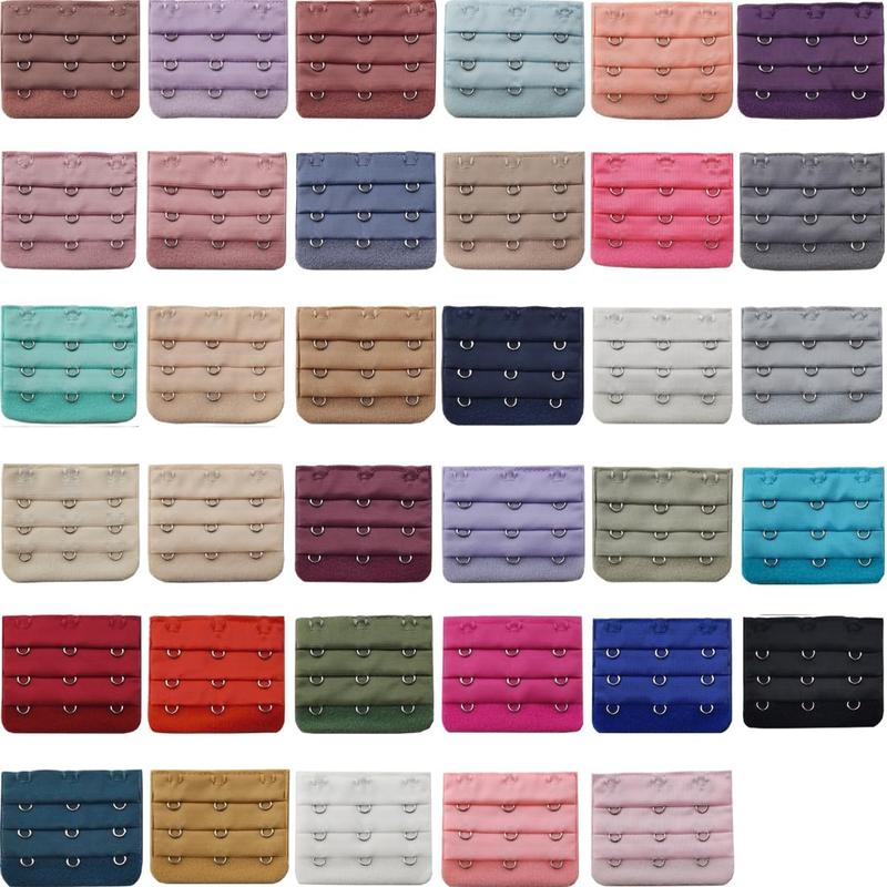 35 count Women's Bra Extenders Assorted Colors 3 Rows x 3 Hooks Spacing Bra Extender Elastic Stretchy Bra Extension Strap for Plus Size Bra Extensions (Random colors)