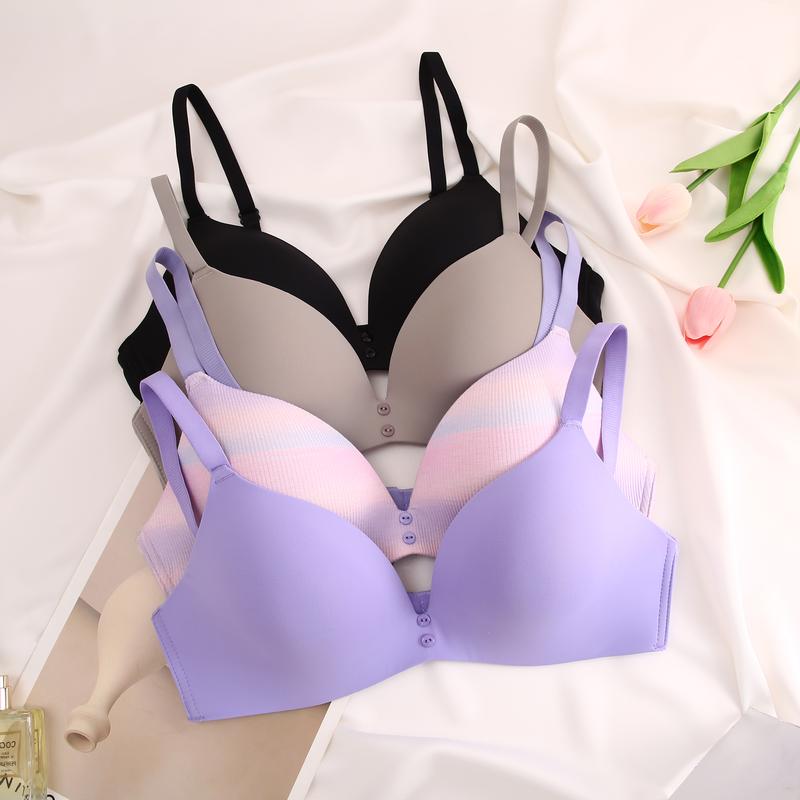 FINETOO Women Wireless Bras Comfortable T-Shirt Bra Full Coverage  Lightly Lined Push Up Bra Sexy V-Neck Bralettes Ladies Lingerie Underwear Womenswear