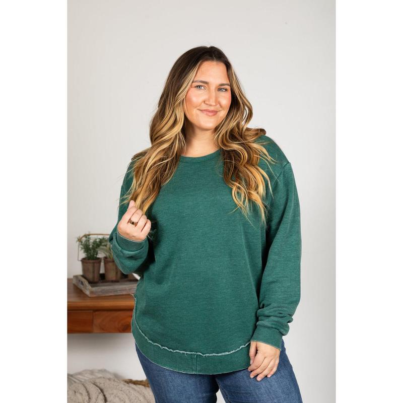 Pigment Dyed Cozy Campfire Round Hem Sweatshirt