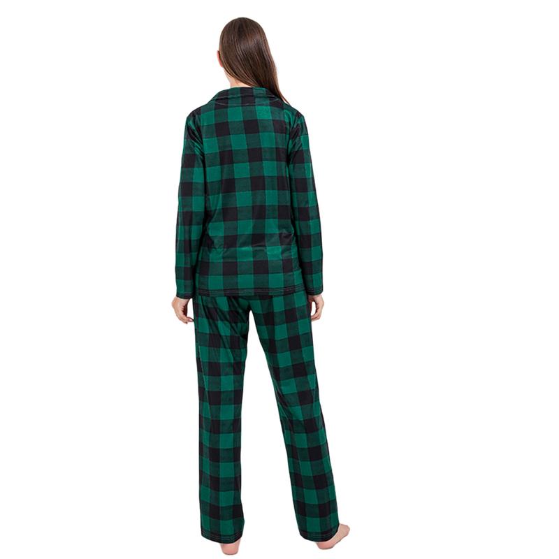 Family Christmas Pajamas Matching Sets, Long Sleeve Plaid Shirt with Elastic Waist Pants