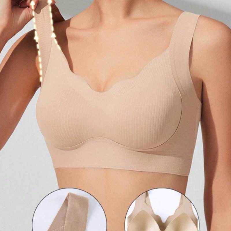 Women's Seamless Push Up Wireless Bralette - Comfortable Full Coverage Underwear Vest-Style Bra - Lady, Womenswear