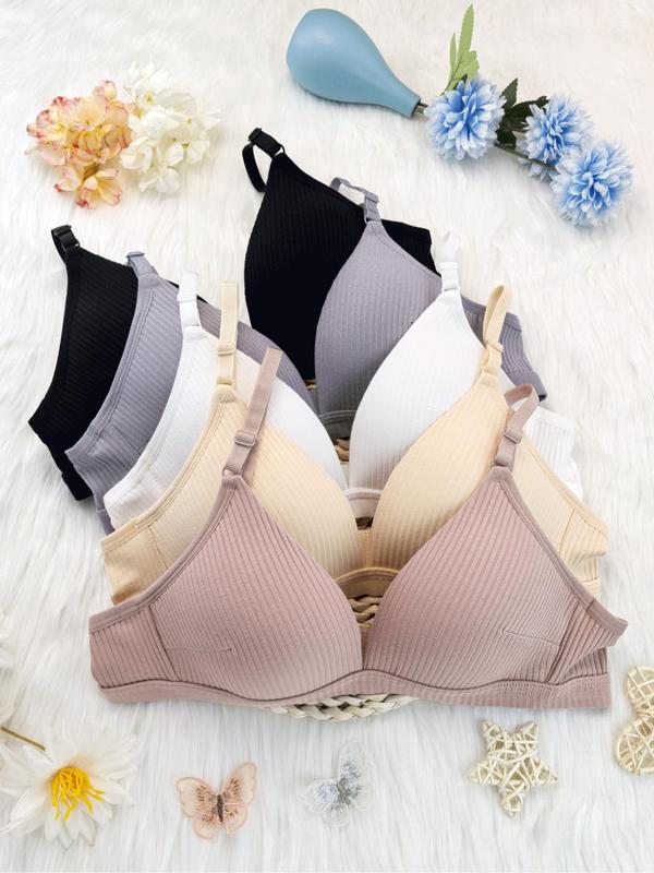 Women's Solid Color Wireless Bra, Breathable Comfortable Textured Bra, Lingerie for Women, Softness Lightweight Lingerie for All Seasons, Women's Clothing