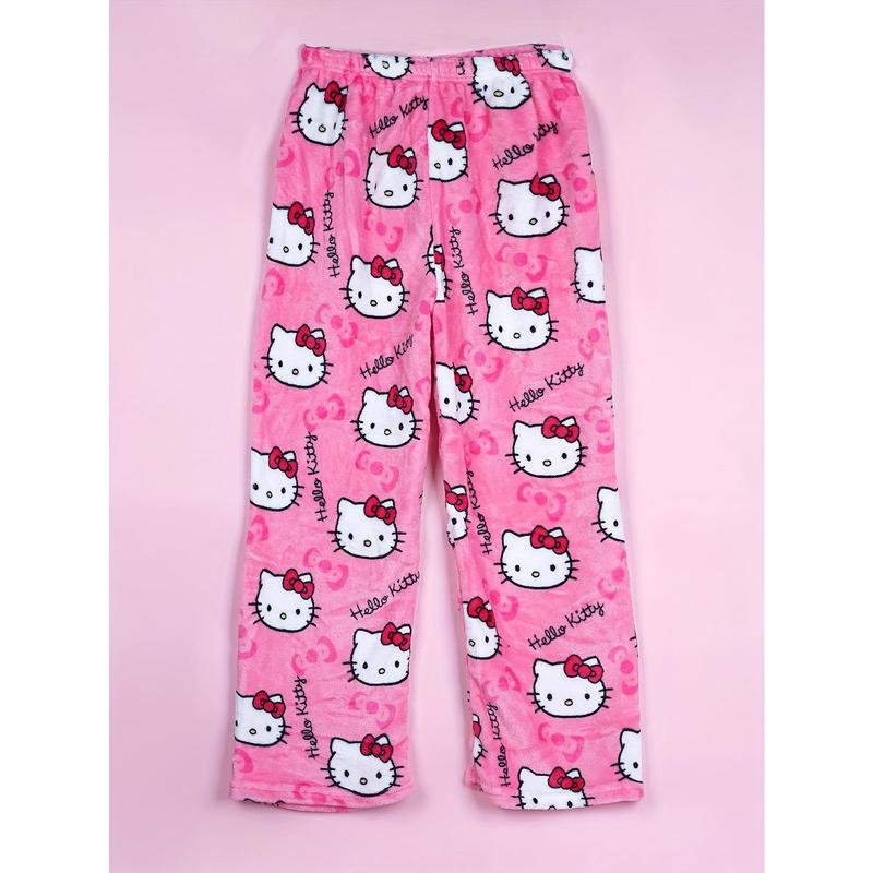 Fashion women PajamasTrousers Kawaii Woolen Anime Cartoon Casual Home Pants Winter Clothing Cat Pajamas Christmas Flannel