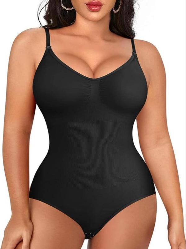 Women's Solid Adjustable Strap Hip Lift Tummy Control Shapewear Bodysuit, Fajas Shapewear, Seamless Comfort Minimalist Basic Backless Slimming One-piece Body Sculpting, Tummy Hiding Clothes, Womenswear, Utah Girl Fits