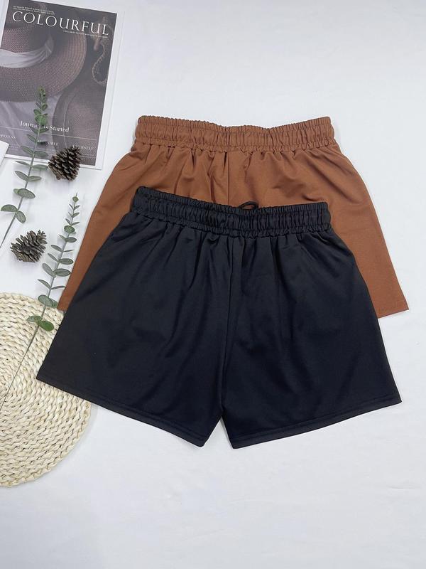 Women's Letter Print Drawstring Waist Shorts, Casual Comfy Shorts for Summer, Fashion Women's Bottoms for Daily Wear