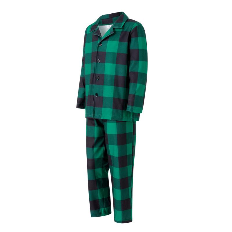 Family Christmas Pajamas Matching Sets, Long Sleeve Plaid Shirt with Elastic Waist Pants