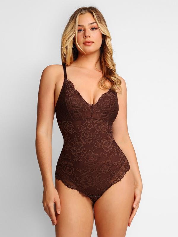 Popilush Lace Smooth V-Neck Shapewear Bodysuit Official Live Christmas