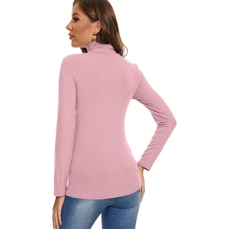 Women Mock Turtleneck Long Sleeve Shirt Pullover High Neck Undershirt Ribbed Thermal Shirts