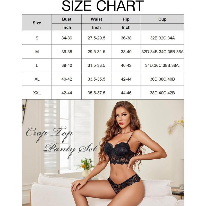 Lace bra or women's two-piece bra and panty set S-XXL