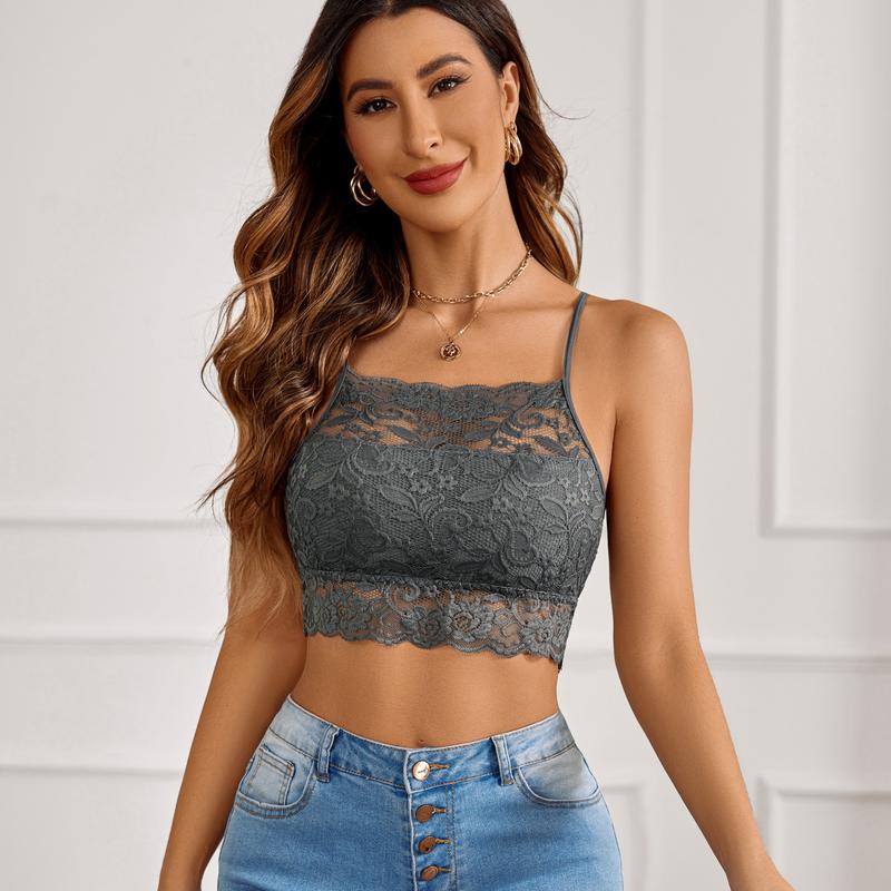 Avidlove Lace Bralette for Women High Neck Camisoles Racerback Double-Layered Crop Top Womenswear