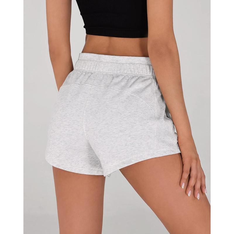 Women's Sweat Shorts with Pockets Cotton French Terry Drawstring Summer Workout Casual Lounge Shorts Womenswear Bottom Underwear Lady