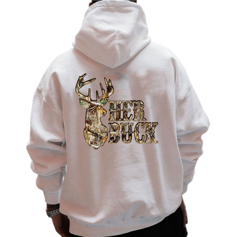 Her Buck His Doe Hoodie, Camo Hoodie, Hunting Couples Hoodie, Matching Deer, Buck and Doe, Outdoor Couple Matching Hoodie Unisex Classic Cotton