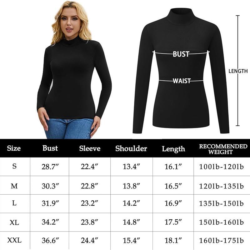 5 Pack Womens Long Sleeve Mock Turtleneck Tops Fall Stretch Tight Basic T Shirt Lightweight Thermal Shirts