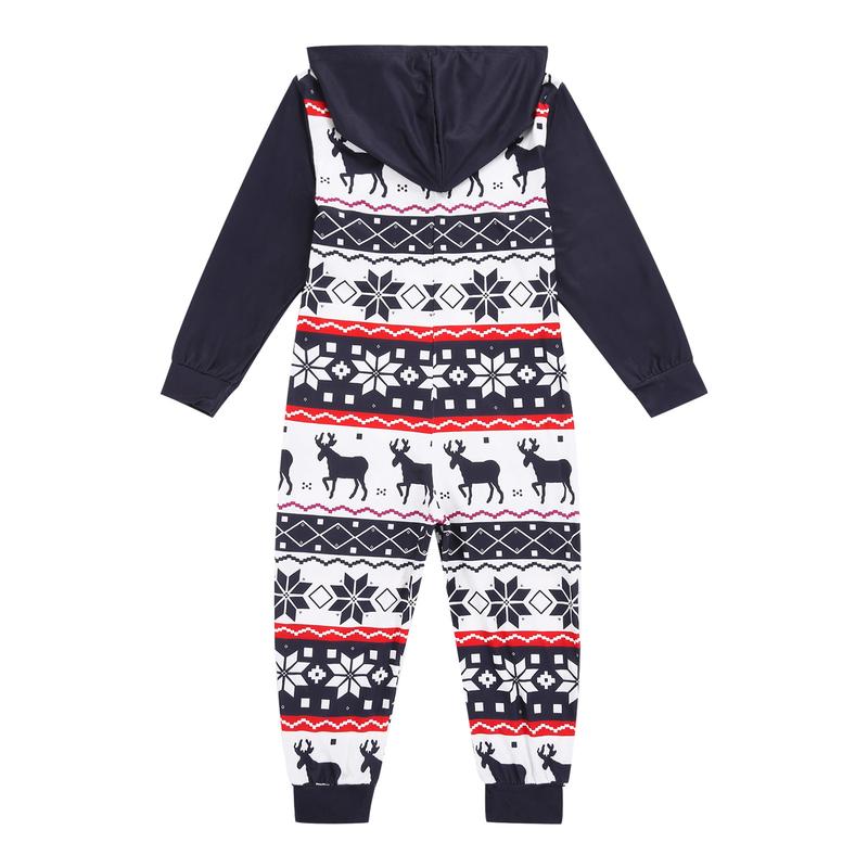 Christmas Pajamas For Family Matching Pajamas Set Fleece  Zipper Hooded Jumpsuit Holiday Pjs Sleepwear