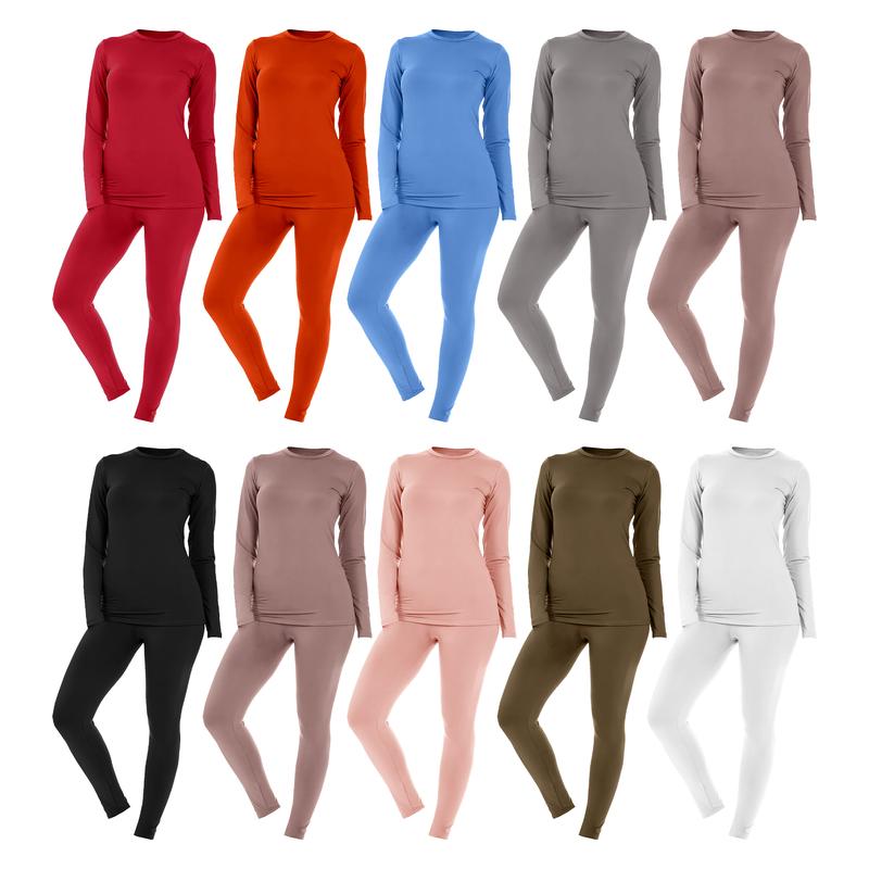 6 Pieces of Randomly Selected Women's Fleece Lined Thermal Set, Cotton Blend, Ideal for Layering, Winter Warmth, Comfortable Fit, Lightweight, Casual Wear, Cold Weather, Stretchy, Everyday, Soft, Warm, Base Layer, Cozy