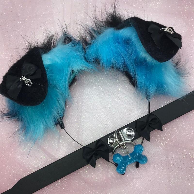 Blue  black  cosplay ear headband set  Halloween costume