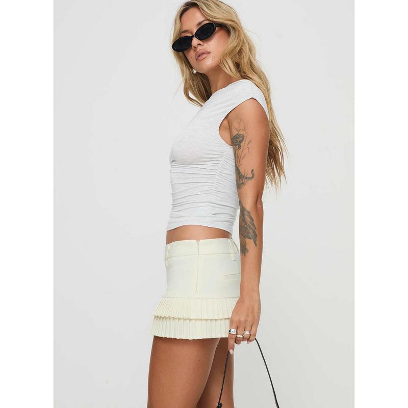 Deei Double Ruffle Mini Skort Soft Lemon