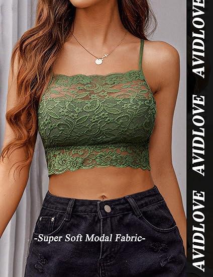 Avidlove Lace Bralette for Women High Neck Camisoles Racerback Double-Layered Crop Top Womenswear