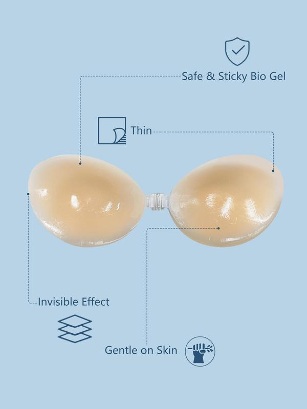 Women's Solid Color Silicone Nipple Cover, Soft Comfy Reusable Invisible Bra for Daily Wear, Lingerie Accessories for Women