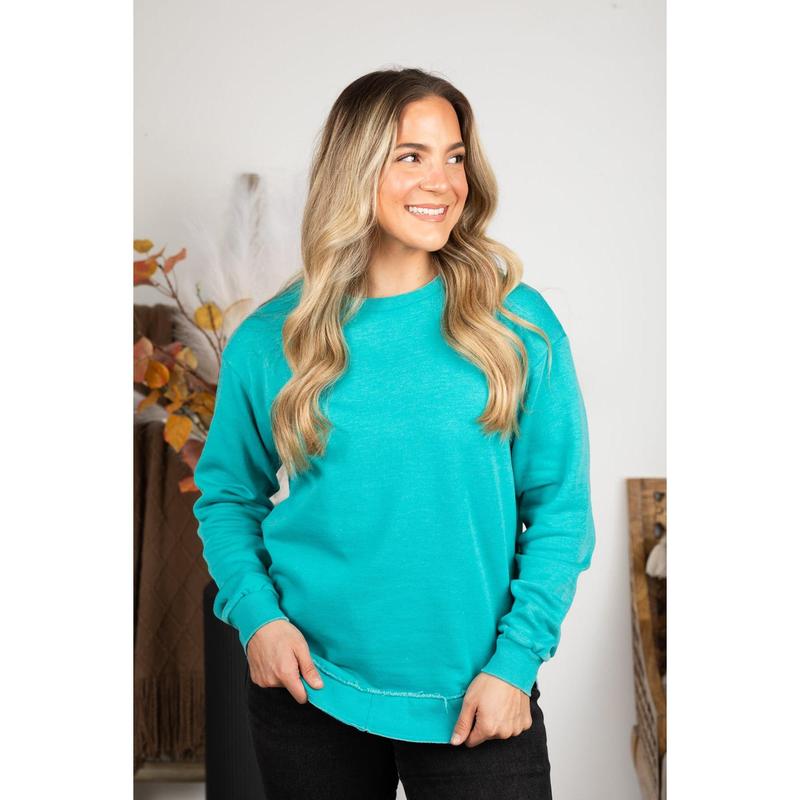 Pigment Dyed Cozy Campfire Round Hem Sweatshirt