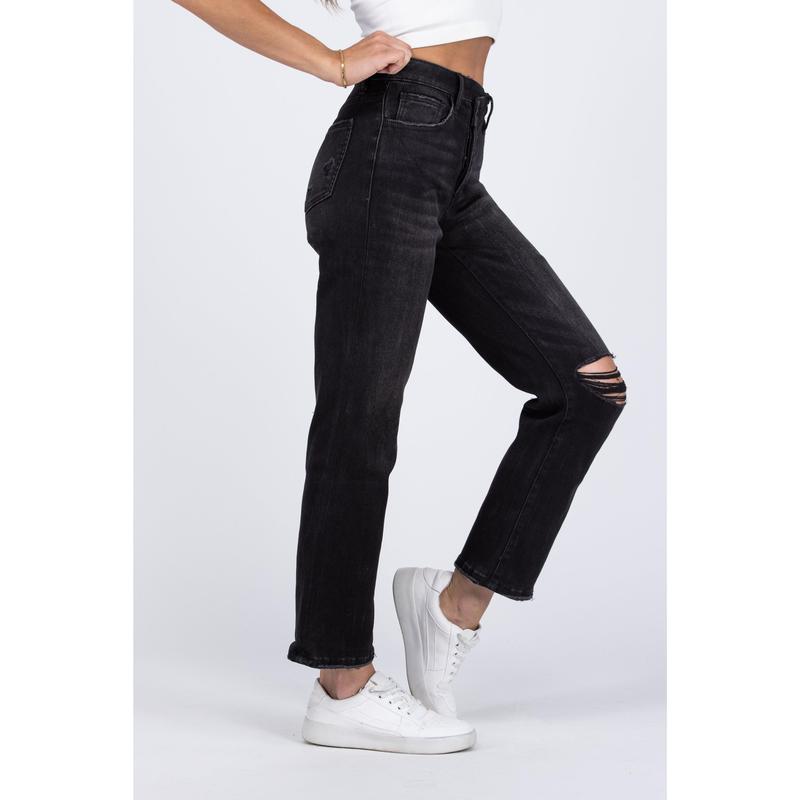 Life Is Too Short from Lovervet: High-Rise Button Fly Straight Leg Denim * Final Sale*