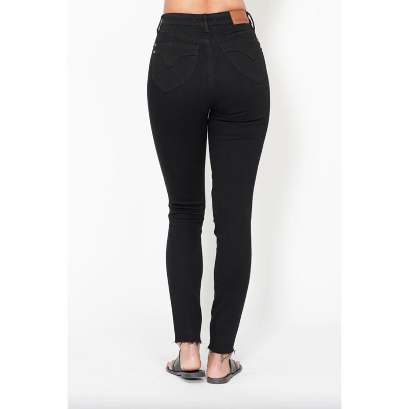 Judy Blue Tummy Control Shield Pocket Skinnies - Black