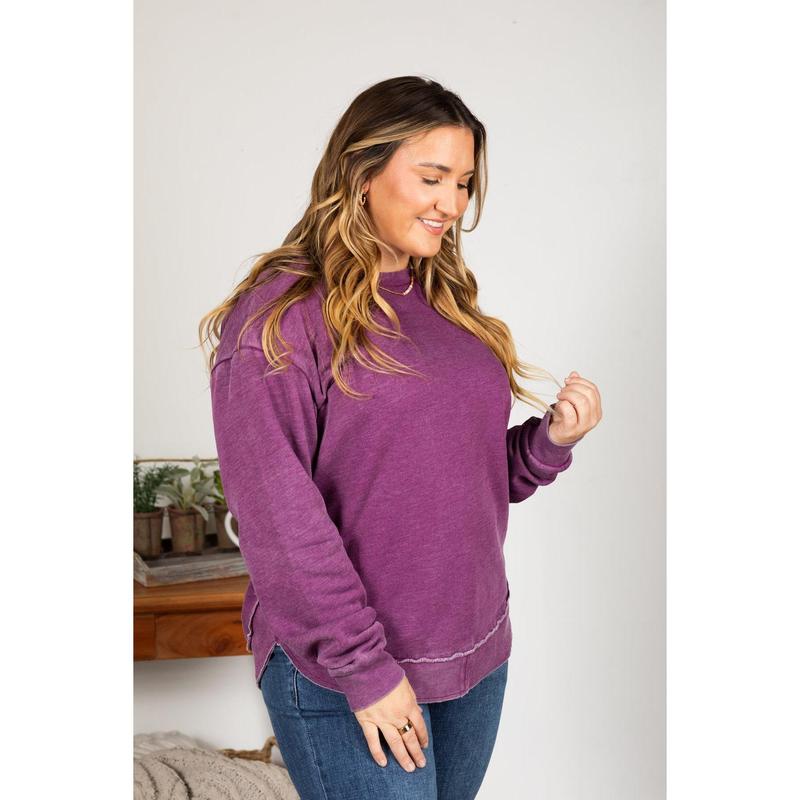 Pigment Dyed Cozy Campfire Round Hem Sweatshirt