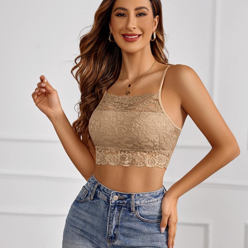 Avidlove Lace Bralette for Women High Neck Camisoles Racerback Double-Layered Crop Top Womenswear